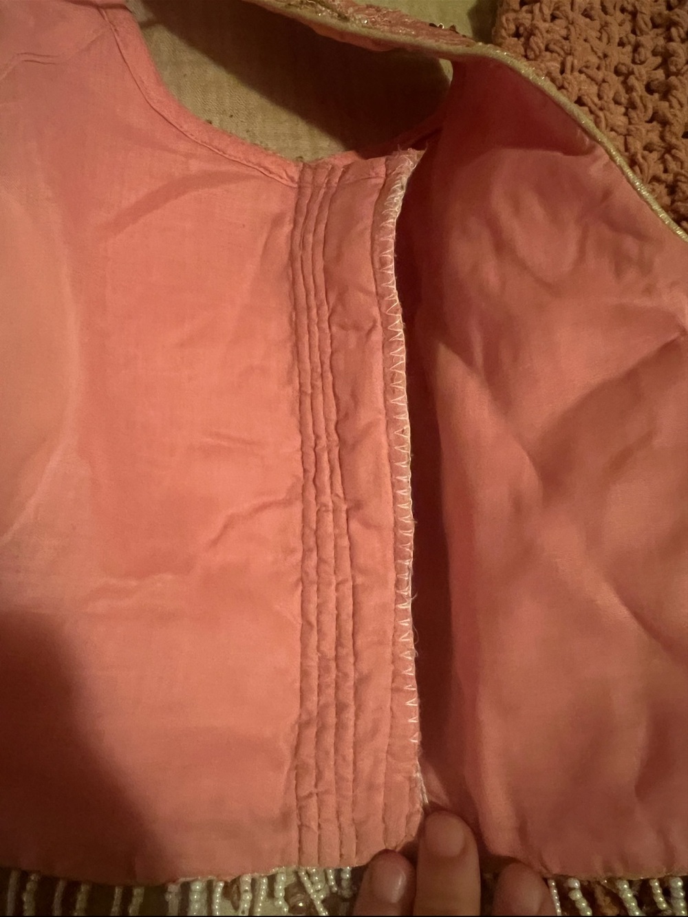 Pink Embellished Saree with Beaded Trim (Petite) - Picture 6 of 9